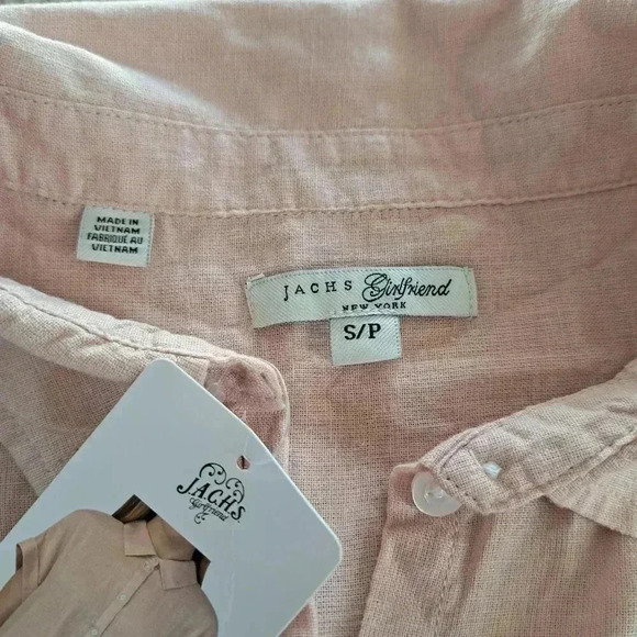❤️ Jachs Girlfriend Short Sleeved Linen Blend Blouse Small Pink Lightweight Top - Picture 6 of 14
